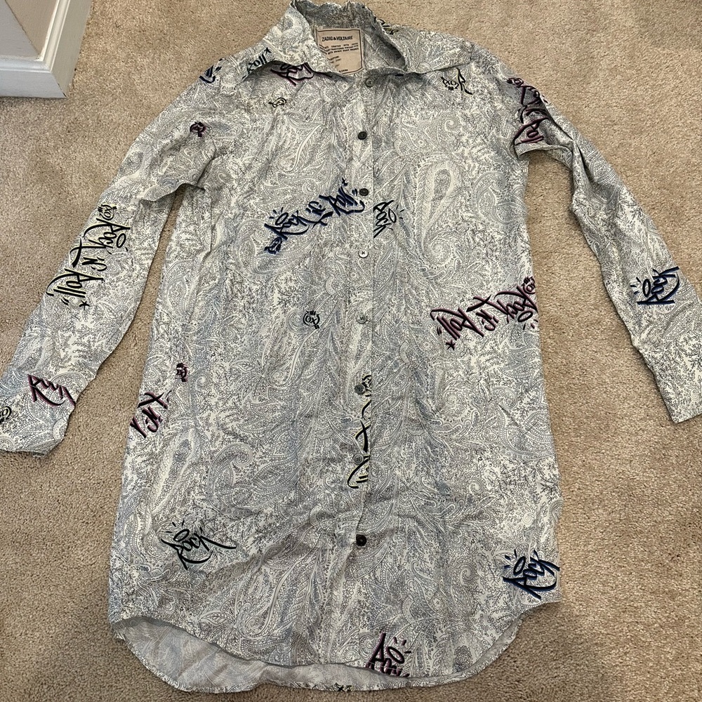 Zadig & Voltaire Rais Paisley Jormi Dress Tunic Shirt Top Small - Picture 7 of 9